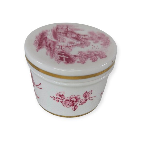 Vintage Spode Red & White Trinket Box Fine Bone China Made in England 2" X 1.5" - Picture 5 of 11